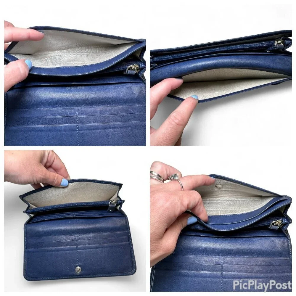 Jimmy Choo Navy Blue Long Leather Wallet with Silver Star Studs